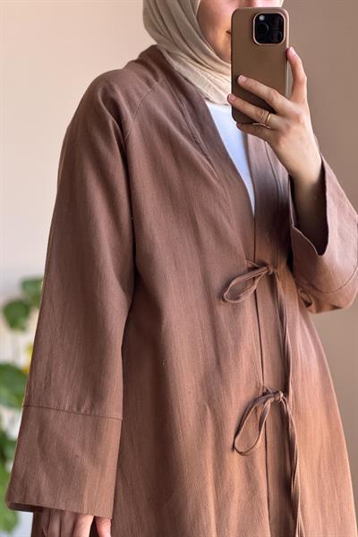 Keten Pantolonlu Takım - Tozlu Kahve