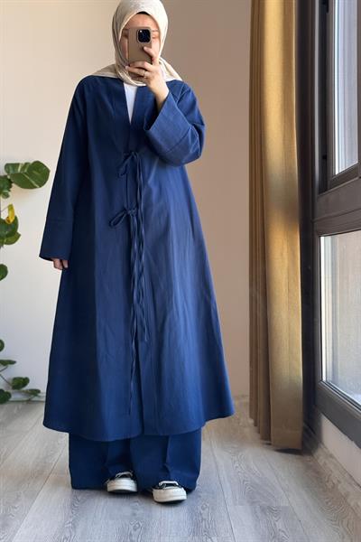 Keten Pantolonlu Takım - Lacivert