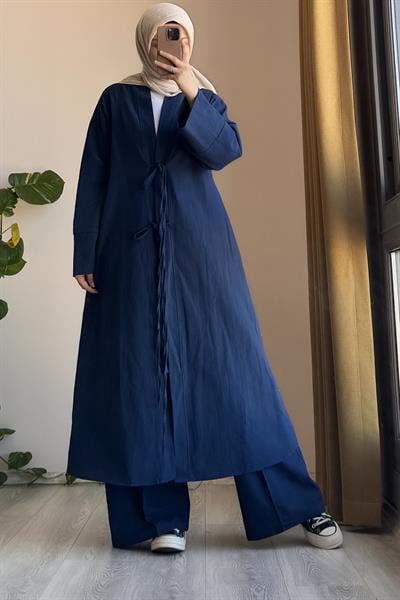 Keten Pantolonlu Takım - Lacivert