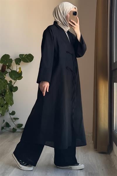 Keten Pantolonlu Takım - Siyah