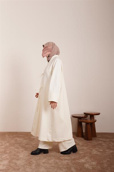 Kışlık Kimono Takım - Ekru