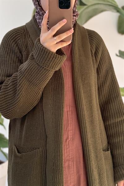 Klasik Hırka - Haki yeşil