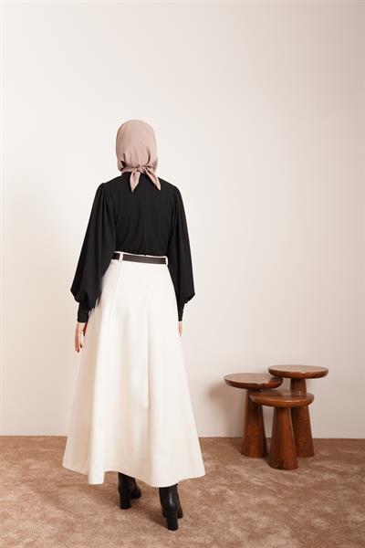 Kloş Kaşe Etek - Ekru