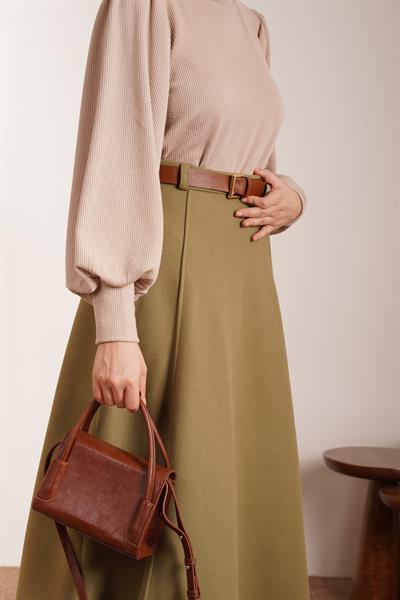 Kloş Kaşe Etek - Ihlamur