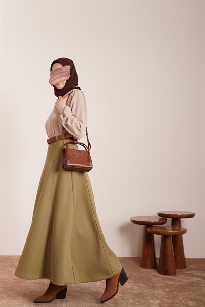 Kloş Kaşe Etek - Ihlamur