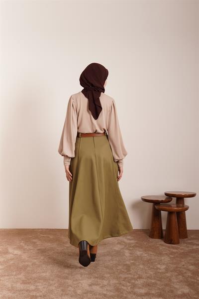 Kloş Kaşe Etek - Ihlamur