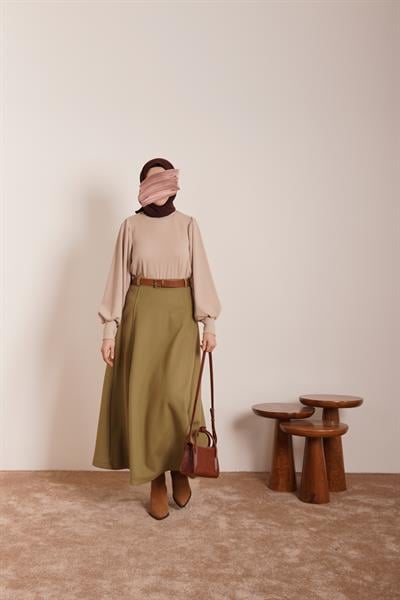 Kloş Kaşe Etek - Ihlamur