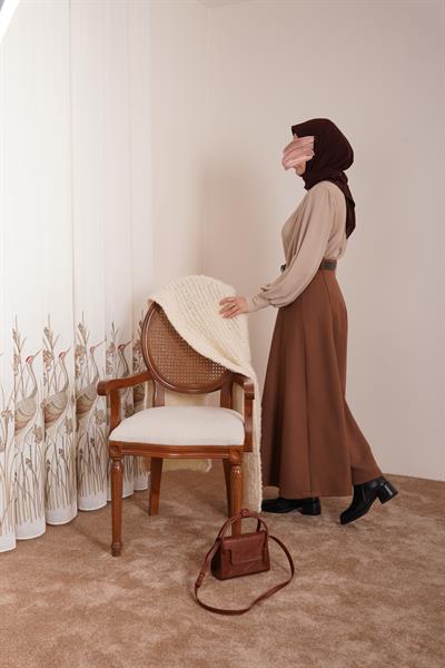 Kloş Kaşe Etek - Kahve