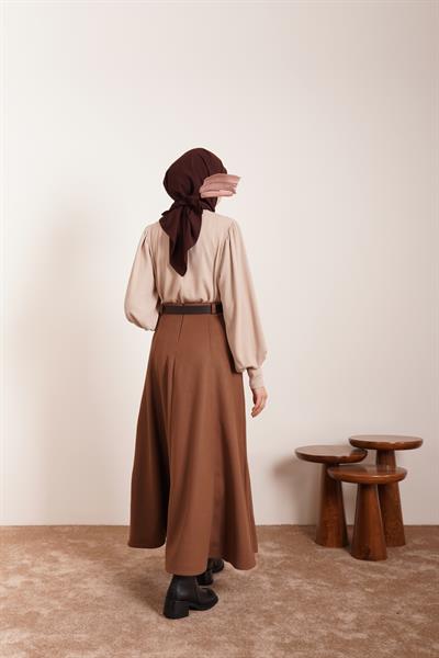 Kloş Kaşe Etek - Kahve