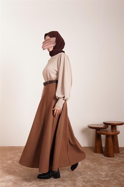 Kloş Kaşe Etek - Kahve