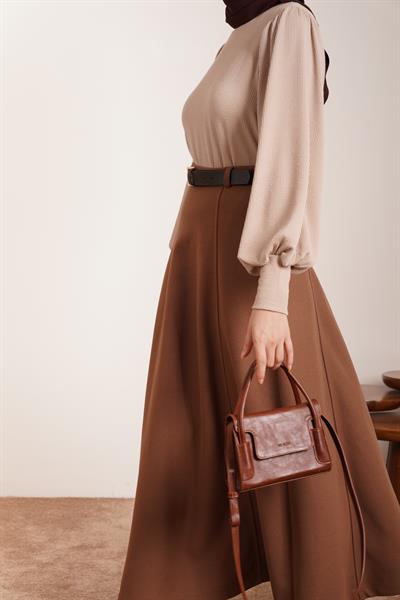 Kloş Kaşe Etek - Kahve