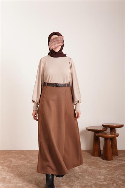 Kloş Kaşe Etek - Kahve