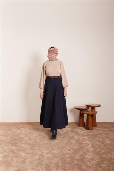 Kloş Kaşe Etek - Lacivert