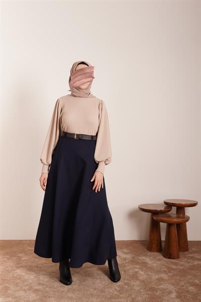 Kloş Kaşe Etek - Lacivert