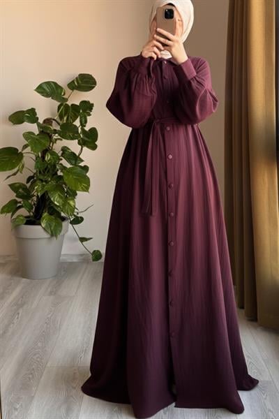 Kloş Müslin Ferace - Mürdüm