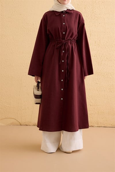 Köprülü Keten Tunik - Bordo