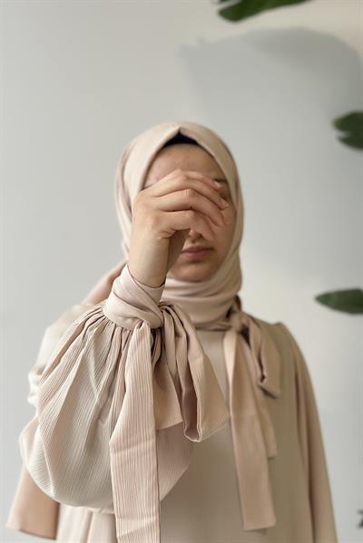 Krinkıl Elbise - Bej