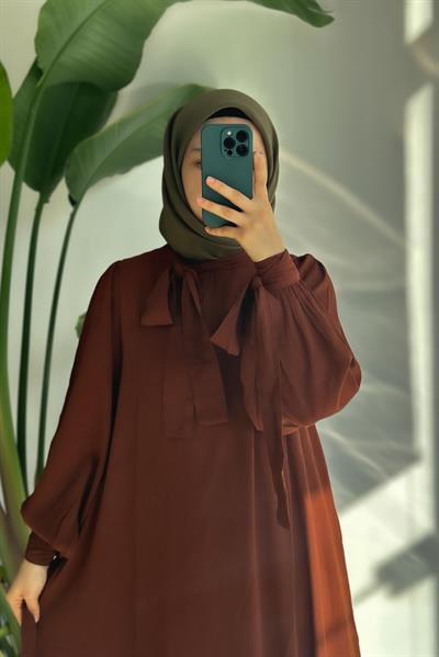 Krinkıl Elbise - Kahve