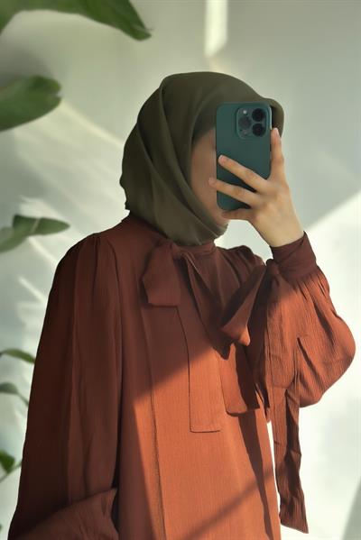 Krinkıl Elbise - Kahve