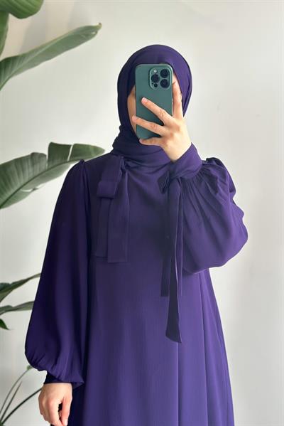 Krinkıl Elbise - Koyu mor