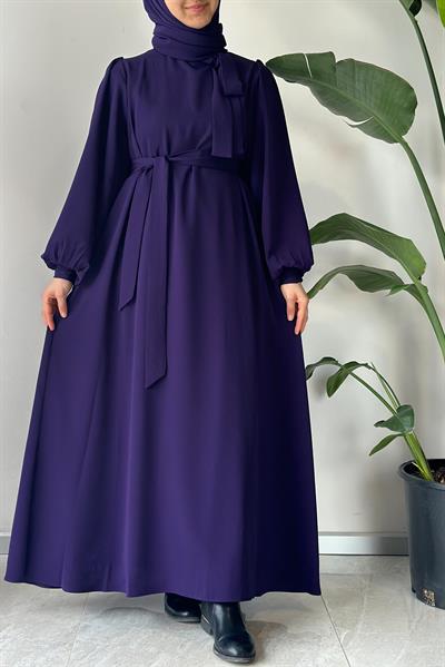 Krinkıl Elbise - Koyu mor