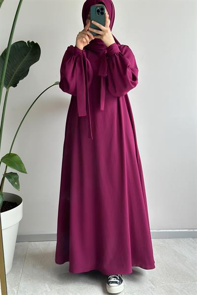 Krinkıl Elbise - Mürdüm