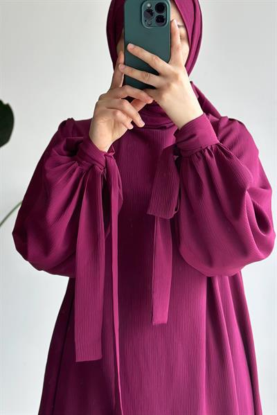 Krinkıl Elbise - Mürdüm