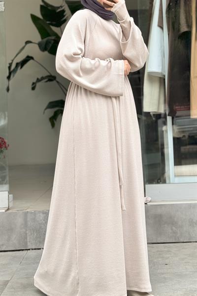 Kuğu Triko Elbise - Bej