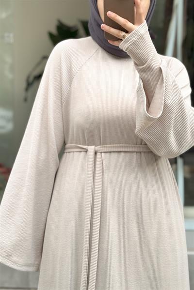 Kuğu Triko Elbise - Bej