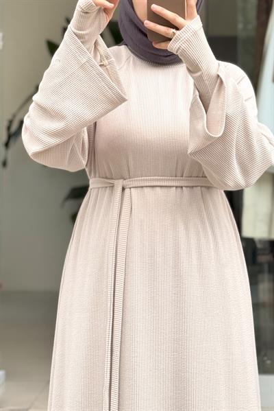 Kuğu Triko Elbise - Bej
