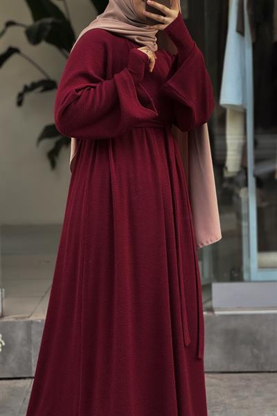 Kuğu Triko Elbise - Bordo