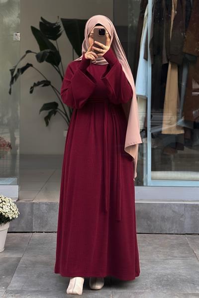 Kuğu Triko Elbise - Bordo
