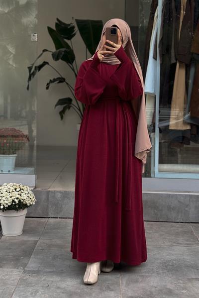 Kuğu Triko Elbise - Bordo