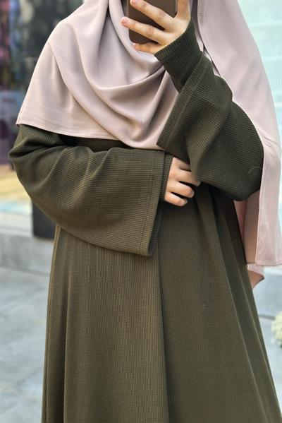 Kuğu Triko Elbise - Haki yeşil