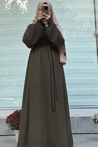 Kuğu Triko Elbise - Haki yeşil