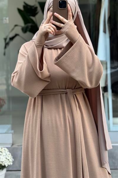 Kuğu Triko Elbise - Vizon