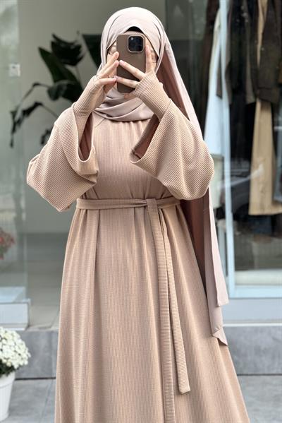 Kuğu Triko Elbise - Vizon