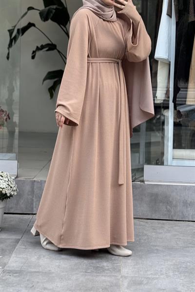 Kuğu Triko Elbise - Vizon