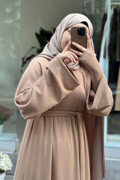 Kuğu Triko Elbise - Vizon