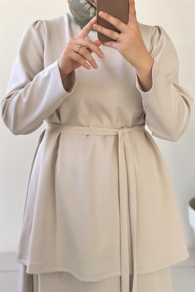 Lüks Etekli Takım - Ekru