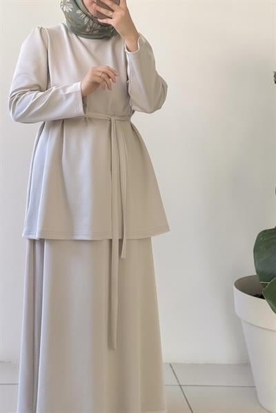 Lüks Etekli Takım - Ekru