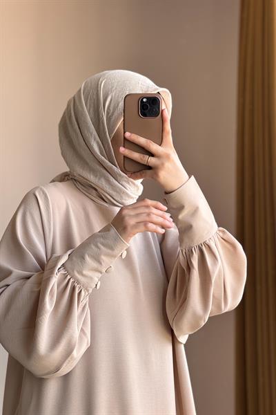 Manşet Detaylı Pantolonlu Takım - Bej