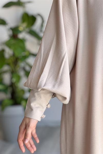 Manşet Detaylı Pantolonlu Takım - Bej