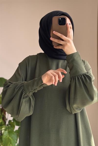 Manşet Detaylı Pantolonlu Takım - Haki yeşil