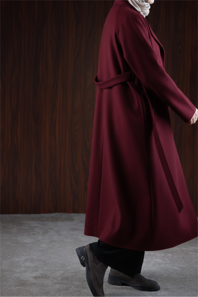 Midi Boy Kaşe Kimono - Bordo
