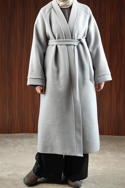 Midi Boy Kaşe Kimono - Gri