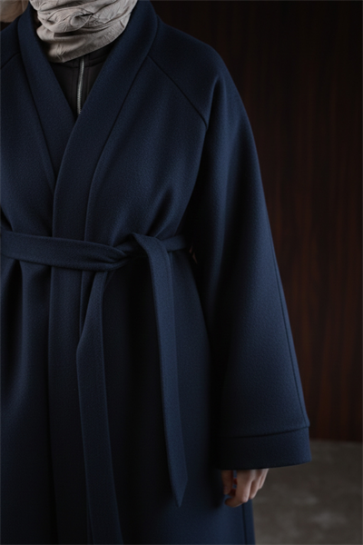 Midi Boy Kaşe Kimono - Lacivert