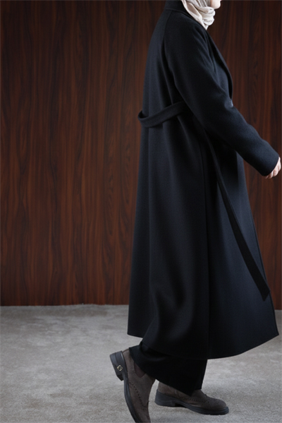 Midi Boy Kaşe Kimono - Siyah