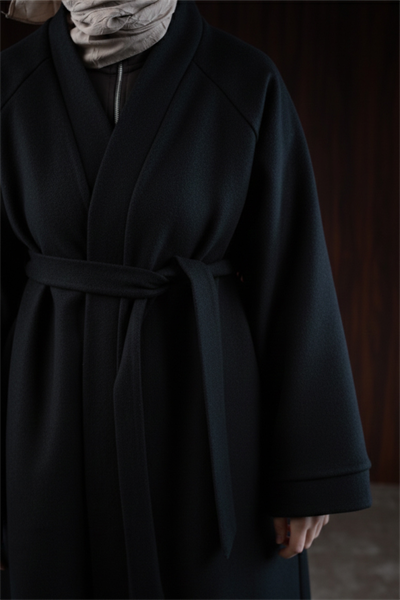 Midi Boy Kaşe Kimono - Siyah