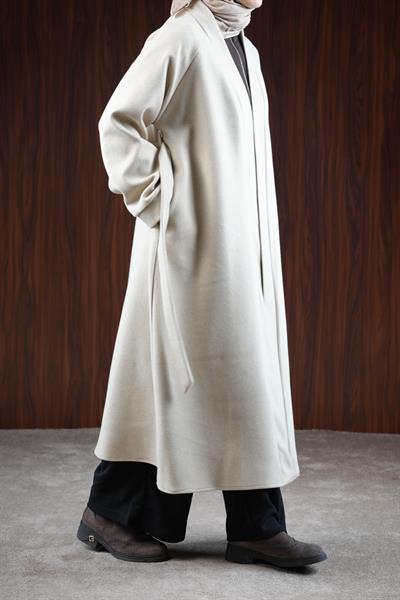 Midi Boy Kaşe Kimono - Taş